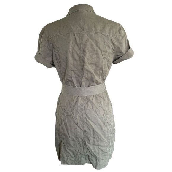 Stockholm Atelier & Other Stories Army Green Button Down Sz 6 Belted Dress - Picture 6 of 14